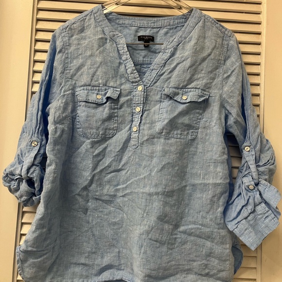 Talbots Tops - Talbots ✨Sky Blue Casual Blouse✨large✨linen